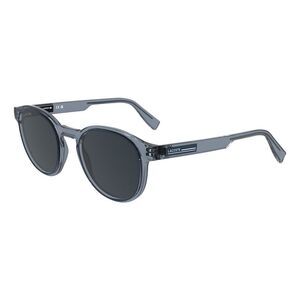 Lacoste Sunglasses Square Full Rim, Transparent Light Grey Frame and Grey Lens